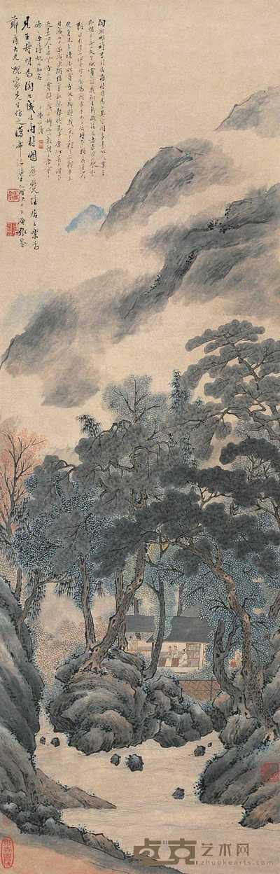 张崟 1825年作 南村图 立轴 124×39.5cm